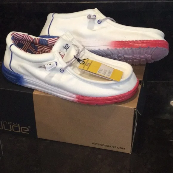 Hey Dude Shoes Hey Dude Wally Salute Nib Red White And Blue